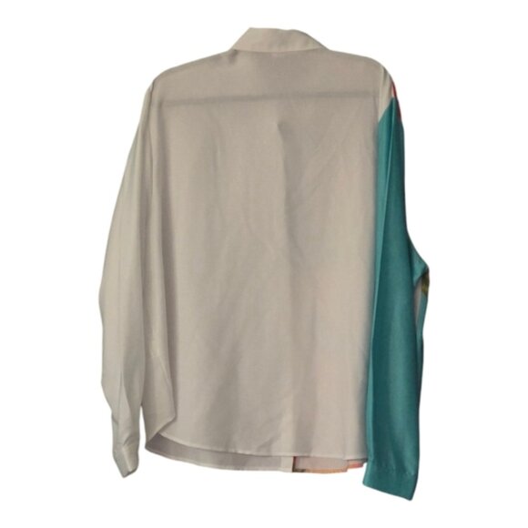 Button down white, aqua, tan, pink, black size 4xl=20 - Picture 3 of 4